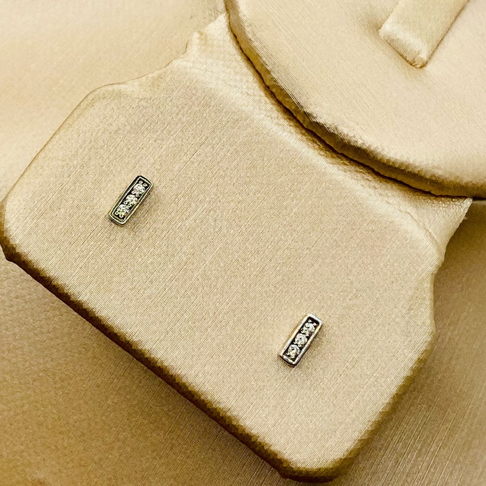 EUC Bony Levy 18k White Gold Diamond Bar Earrings